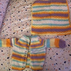 Sweater and burp cloth set